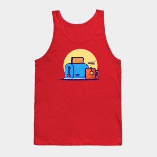 Toaster Bread And Tea Cartoon Vector Icon Illustration Tank Top